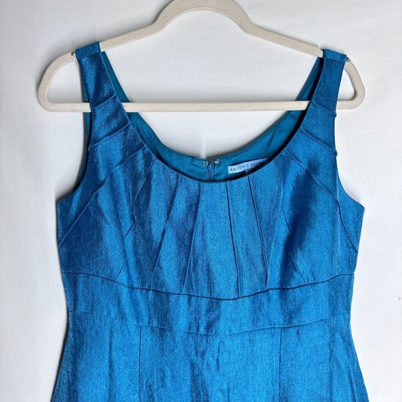 Antonio Melani Sleeveless Sheath Career Dress Turquoise Scoop Neck Size 10 - Picture 3 of 10